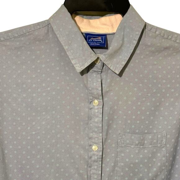 Vintage Le Tigre Size Large Blue and Green Polka Dot Button Up Blouse - Picture 2 of 8